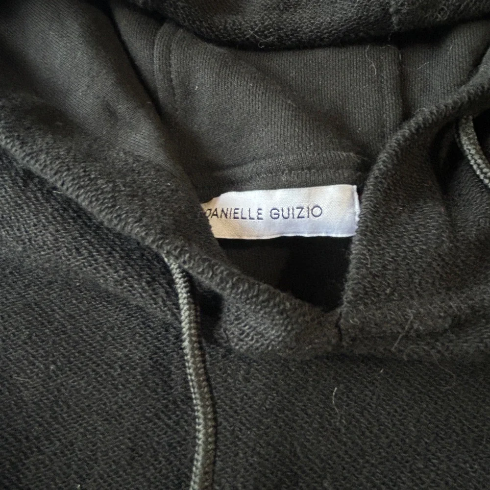 Danielle Guizio Olive Cropped Hoodie Minimalist Athleisure Raw Hem M - Picture 7 of 7